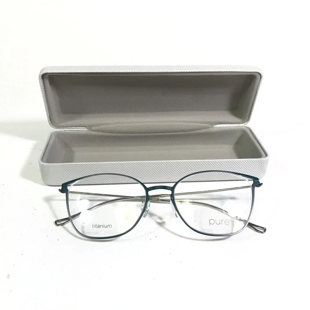 Marchon Airlock P-5004 320 Eyeglasses Frames Blue Silver Cat Eye 51-17-140